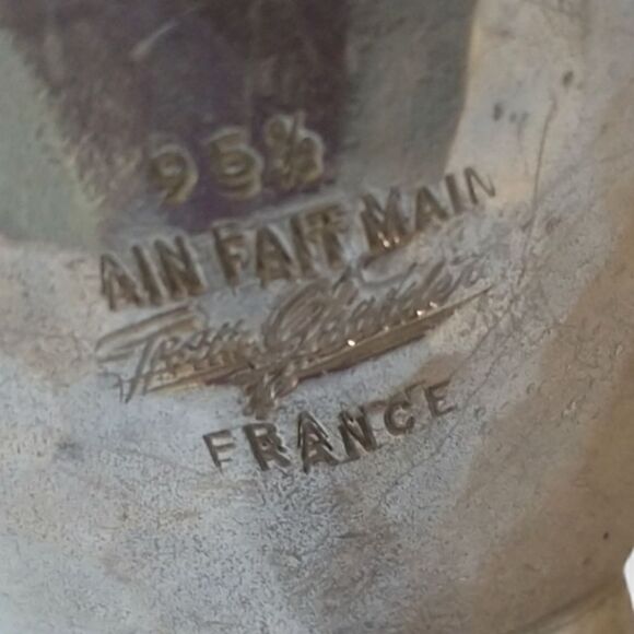 Jean Goardere Pewter Wine Funnel Aerator Etain Fait Main MCM Hammered France Vtg - Picture 2 of 12